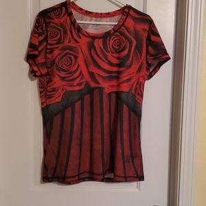 InknBurn red rose short sleeve tech shirt